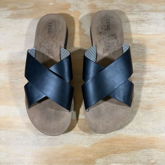 Izod Black Sandals Women’s Size 8.5 - Picture 2 of 6